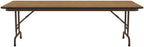 Correll Heavy Duty Adjustable Height Utility Folding Table, Melamine Top, USA Made, Strong Steel Apron, 30"x96", Medium Oak Top Brown Edge