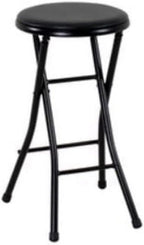 24" Vinyl Padded Folding Stool, Black