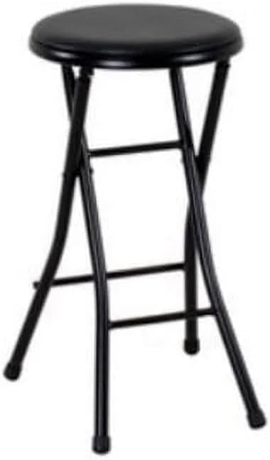 24" Vinyl Padded Folding Stool, Black