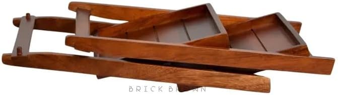 2-Tier Wooden Ladder Shelf, Rustic Farmhouse Storage Rack, Small Tabletop Organizer for Kitchen Counter Living Room Bedroom, Natural Brown Finish