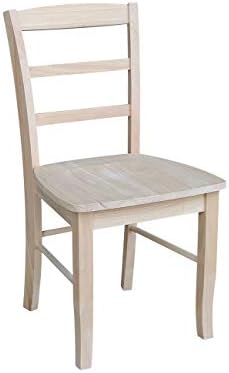 IC International Concepts Set of 2 Madrid Solid Wood Chairs, Unfinished