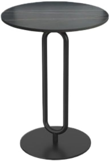 Elegant Round Side Table with Slate Top and Carbon Steel Base - Perfect for L...