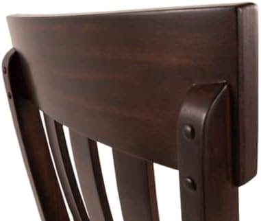 Signature Design by Ashley Haddigan Faux Leather Cushioned Rake Back Dining Chair, 2 Count, Dark Brown