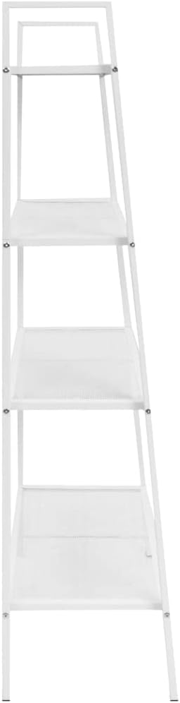 4-Tier Ladder Bookcase, Metal Storage Shelving Unit for Bathroom, Living Room and Office, White Display Rack, Space Saving Organization Shelf