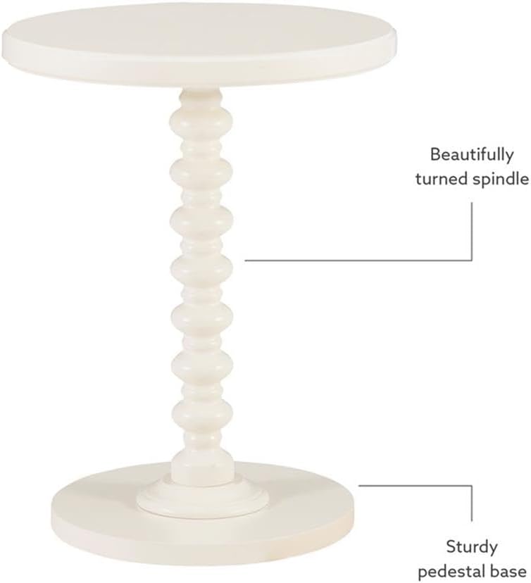 Pemberly Row Contemporary Wood Spindle Side Table, Off White Finish, 17"...
