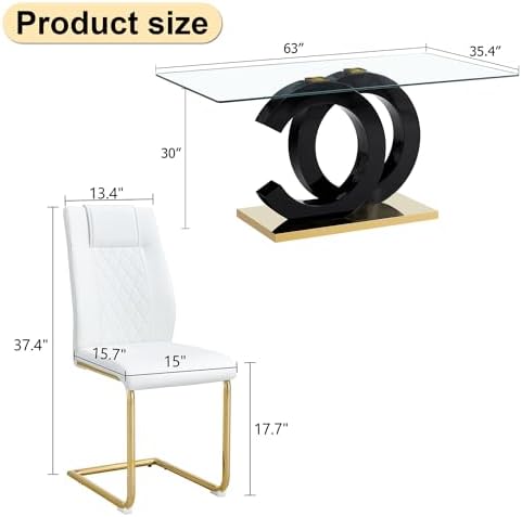 Ebullient Modern Dining Table Set for 6 ，7 Piece Dining Table Chairs Set for ...