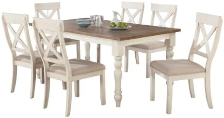 Roundhill Furniture Prato 7-Piece Dining Table Set with Cross Back Chairs, An...