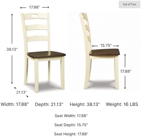 Signature Design by Ashley Ladder Back Dining Chairs Set of 2, Cream/Brown