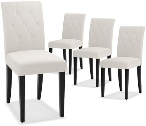 Welzona Upholstered Dining Chairs Set of 4, Button Tufted Parsons Dining Chai...