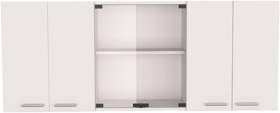 White and Onyx 2-Piece Kitchen Set with Island and Wall Cabinet | Includes 6-...