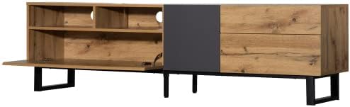 Bellemave TV Stand for TVs up to 80", Modern Entertainment Center with Cabinets, Drawers & Open Shelves, Wooden Media Console with Storage for Living Room, Bedroom & Home Theatre (Wood Grain)