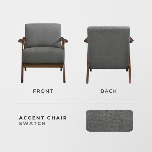Lexicon Mid Century Modern Accent Chair with Walnut Wood Frame, Gray
