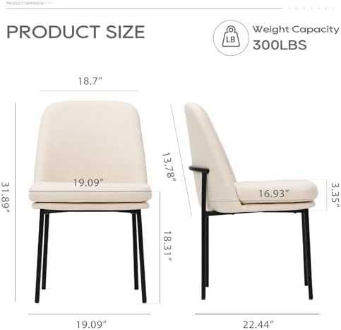 COLAMY Leather Dining Chairs Set of 6 with Metal Legs, Beige