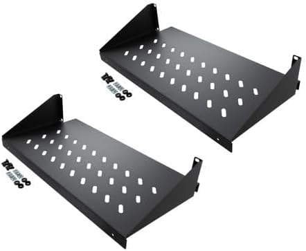 NavePoint 2U Cantilever Server Shelf Rack Mount 19 Inch 2 piece Set Center We...