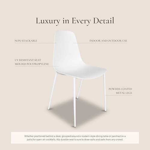 POLY & BARK Isla Modern Dining Chairs Set of 4 – Mid Century Modern Plast...