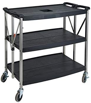Winco Folding Utility Cart, 38-3/4”Wx20-3/4”Dx36”H, PP Shelves, SS Uprights, 4" Casters