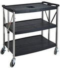 Winco Folding Utility Cart, 38-3/4”Wx20-3/4”Dx36”H, PP Shelves, SS Uprights, 4" Casters