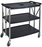 Winco Folding Utility Cart, 38-3/4”Wx20-3/4”Dx36”H, PP Shelves, SS Uprights, 4" Casters