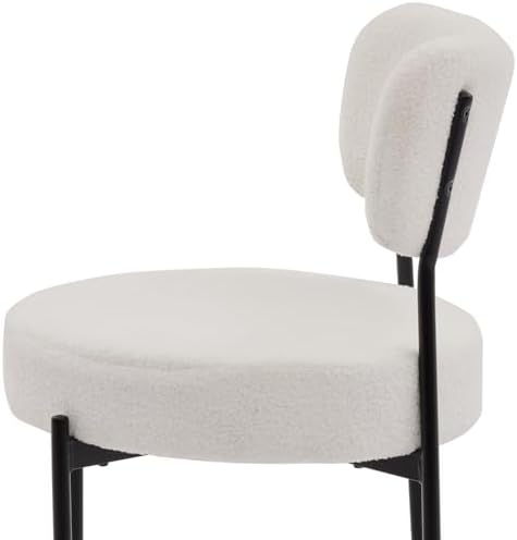 Boucle Dining Chair Set of 4, Mid Century Modern Upholstered Kitchen Chairs w...