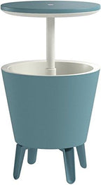 Keter Modern Cool Bar Outdoor Patio Furniture and Hot Tub Side Table with 7.5 Gallon Beer and Wine Cooler, Teal