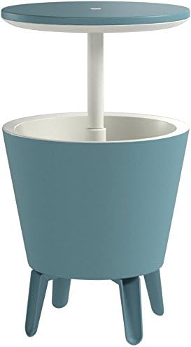 Keter Modern Cool Bar Outdoor Patio Furniture and Hot Tub Side Table with 7.5 Gallon Beer and Wine Cooler, Teal