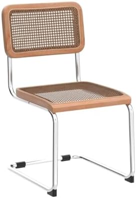 Dining Chairs Set of 2,Natural Rattan Seat Kitchen Accent Side Chair-Brown