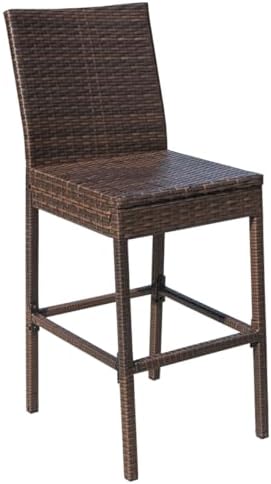 Sundale Outdoor Wicker Bar Stool Set of 2, 29 Inch Seat Height Patio Stool