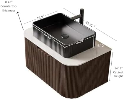 30'' Bathroom Vanities Cabinet with Sink, Wall Mounted Floating Cabin...