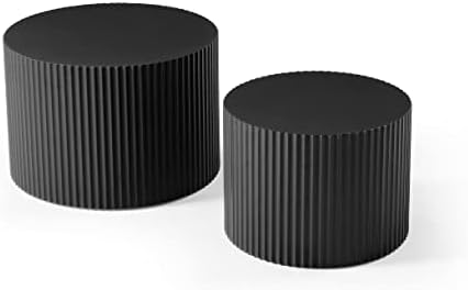 JUSTONE 2-Piece Nesting Coffee Tables Set - Modern Drum End Tables for Small ...