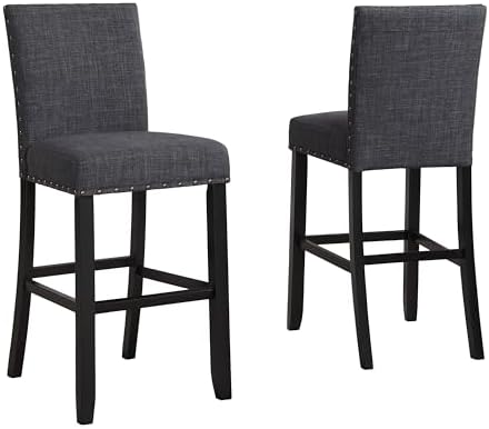 Roundhill Furniture Biony 3-Piece Round Espresso Bar Table with Nail Head Sto...