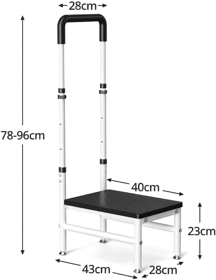 Step Stool with Handle for Adults and Seniors, Heavy Duty One Step Wooden Pla...