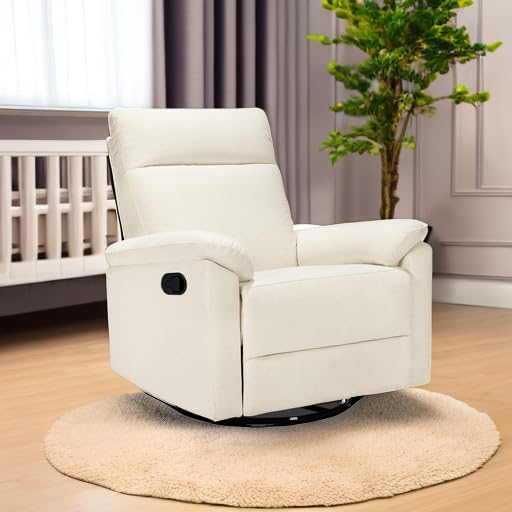Davinci Suzy Swivel Recliner in Vanilla, GREENGUARD Gold & CertiPUR-US® Certified