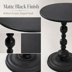 Vintage Matte Black Round Metal Side Table Set of 2 for Living Room, Office | End Tables, Nightstand, Drink and Coffee Accent Tables, Decorative Sofa Bedside Tables for Small Space, Bedroom, Apartment