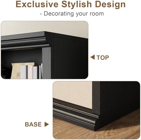 Rresyet Bookcase and Bookshelves, 28" W Tall Bookshelf, Black