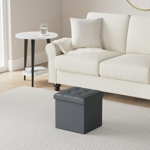 LotFancy Storage Ottoman, 2 Pack, Foldable Foot Rest Stool, 13x12x12 Inches S...