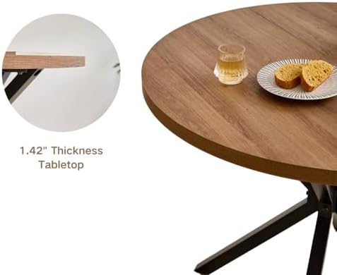 Round Dining Table Set for Kitchen Apartment | 4 chenille chairs, Wood grain ...