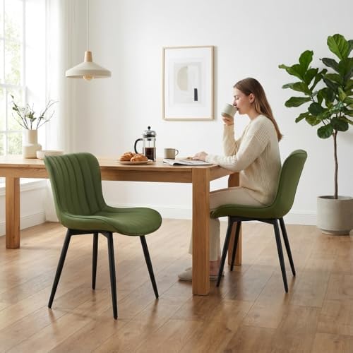 YOUNUOKE Dining Chairs Set of 2 Mid-Century Modern Kitchen Chair Green