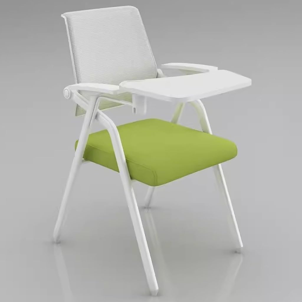 Folding Tablet Arm Chair with Writing Pad Conference Office Training Chair with Armrests for Home Office Blue(Green)