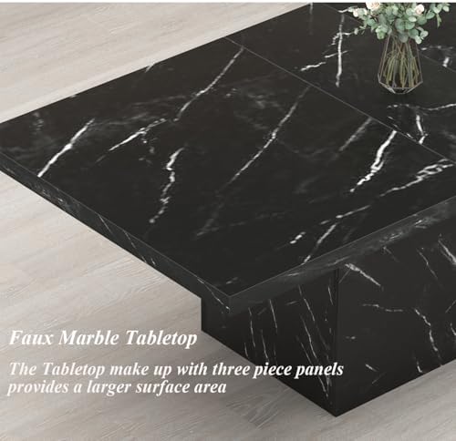 HSH 71" Black Faux Marble Dining Table for 6-8, Rectangle Dining Room Table