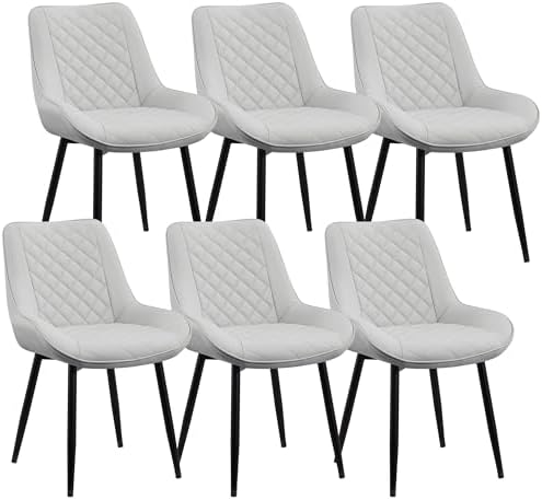 Dining Chair Set of 6, Modern Dining Chairs with Thick Cushions, Faux Leather...