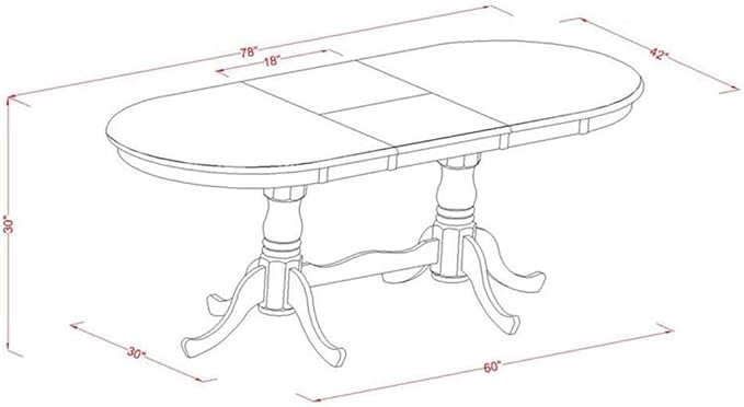 East West Furniture PLAI7-SBR-W 7 Piece Dining Room Furniture Set Consist of an Oval Kitchen Table with Butterfly Leaf and 6 Dining Chairs, 42x78 Inch, Saddle Brown
