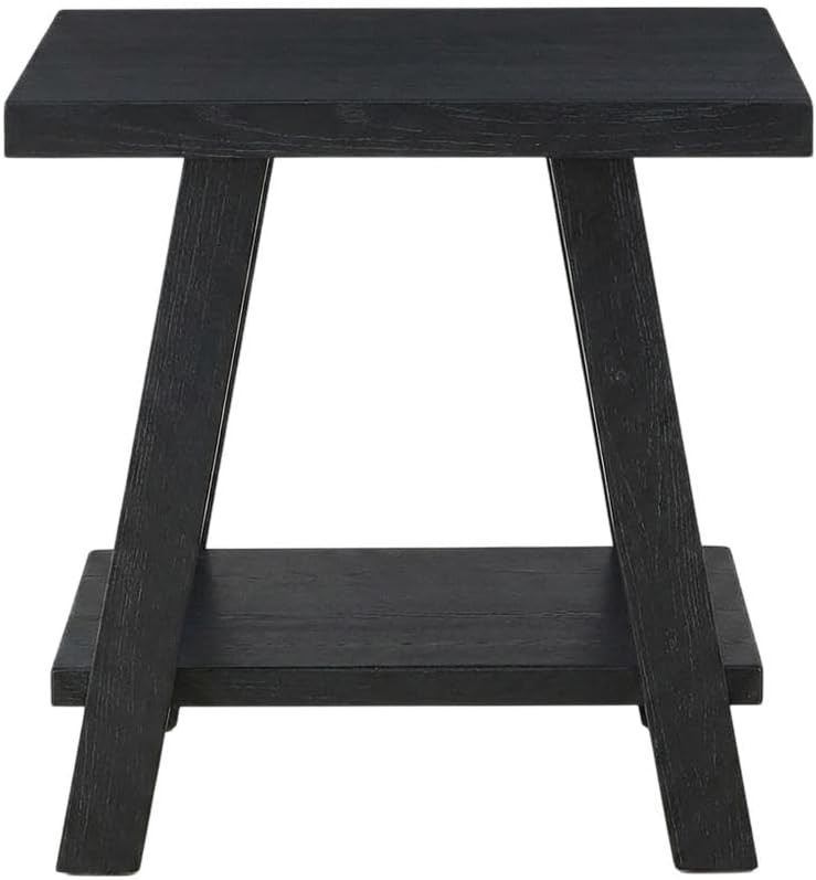 Furnifact Black, End Side Table, MDF Construction, Open Shelf, Durable Home D...