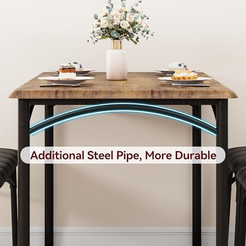 GarveeHome Dining Table Set for 2, Kitchen Table with 2 Upholstered Chairs, W...