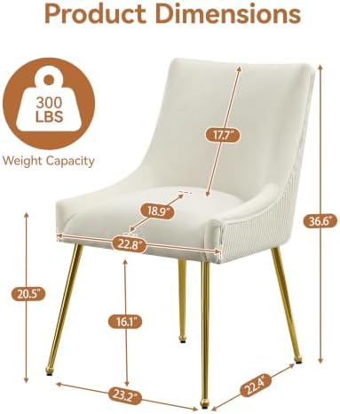 WUTUTUEE Velvet Dining Chairs Set of 4 Gold Legs,Upholstered Velvet Accent Ch...
