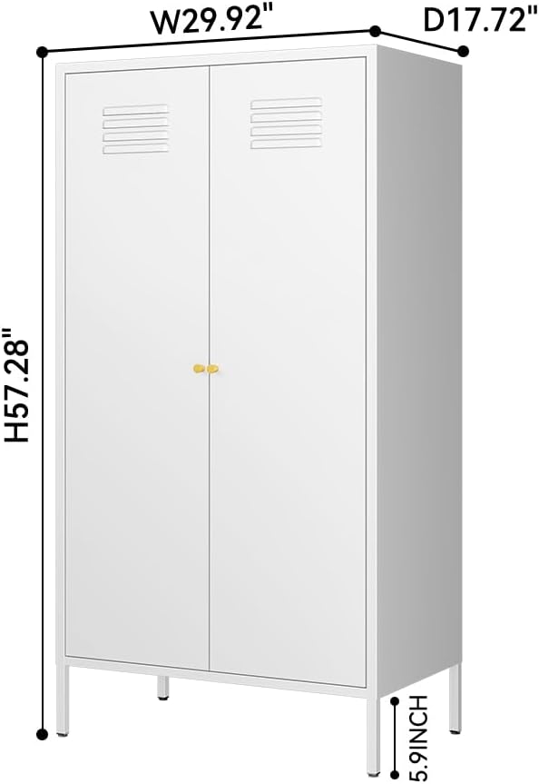 2 Door Metal Cabinet,Classified Storage Tall Storage Cabinet with Hanging Rod...