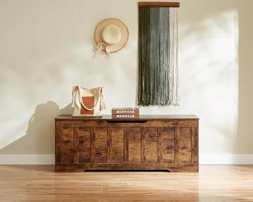 VANKILEY 51.2" Storage Chest Extra Large,Wooden Storage Bench,Rustic Bro...