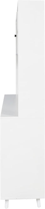 Modern Kitchen Pantry, Freestanding Storage Cabinet with 4 Doors, 4 Drawers & Microwave Shelf, White, Easy to Maintain, for Dining Room