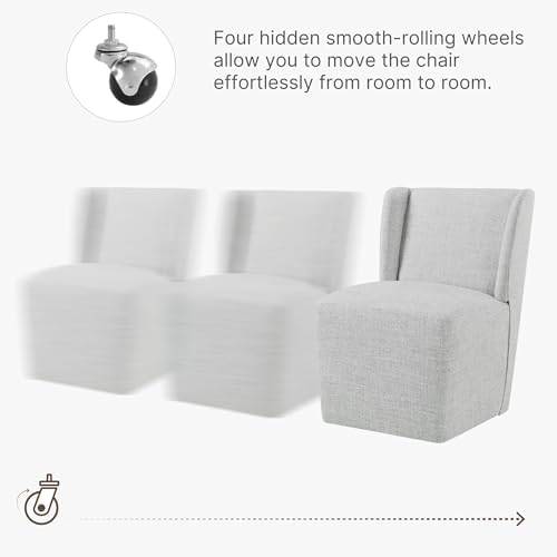 KISLOT Upholstered Dining Chairs Set of 4 with Casters, Light Grey