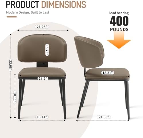 Dining Chairs Set of 6, Faux Leather Dining Chairs, Milk Coffee
