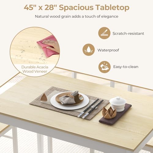 GIANTEX 5-Piece Dining Table Set for 4, 45" Rectangular Kitchen Table an...